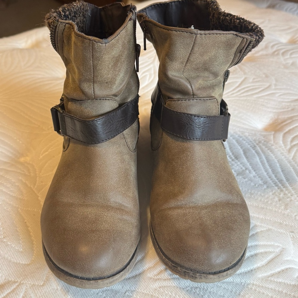 Brown Ankle Boots with Dark Brown Strap